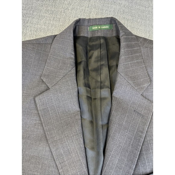 Mens Ralph Lauren Blazer Sport Coat Sport Jacket Wool 44R Black Striped - Picture 3 of 11